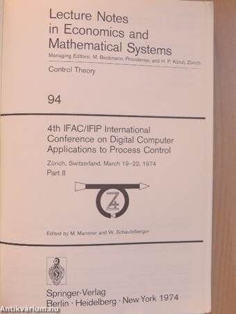 4th IFAC/IFIP International Conference on Digital Computer Applications to Process Control II.