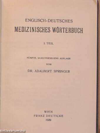 English-German/German-English Medical Dictionary I-II.