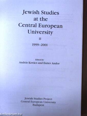 Jewish Studies at the Central European University II.