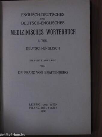 English-German/German-English Medical Dictionary I-II.