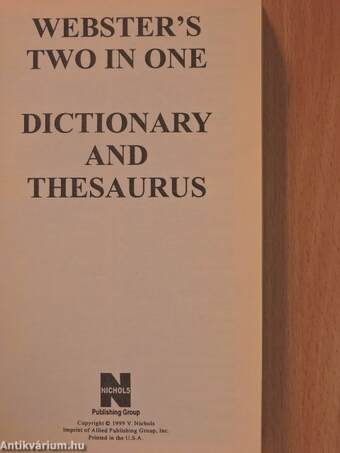 Webster's Two in One Dictionary and Thesaurus