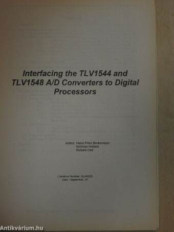 Interfacing the TLV1544 and TLV1548 A/D Converters to Digital Processors