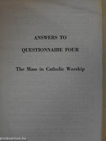 The Mass in Catholic Worship