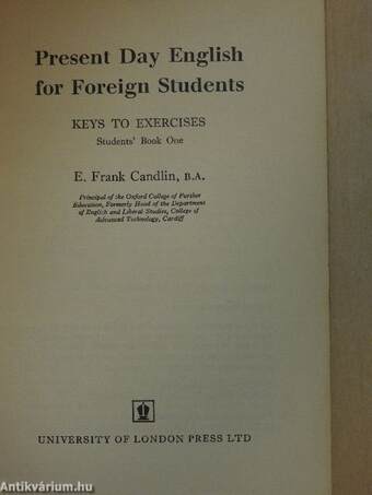 Present Day English for Foreign Students - Keys to Exercises - Students' Book One