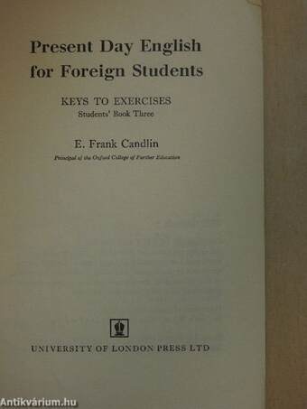 Present Day English for Foreign Students - Keys to Exercises - Students' Book Three