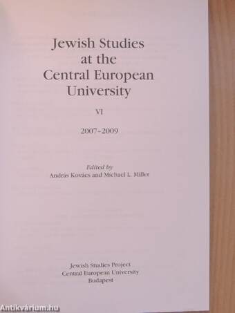 Jewish Studies at the Central European University VI.