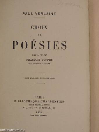 Choix de poésies de Paul Verlaine