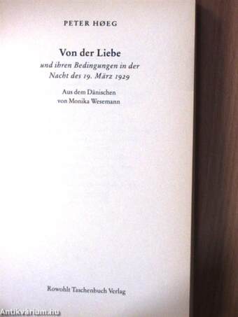 Von der Liebe und ihren Bedingungen in der Nacht des 19. März 1929