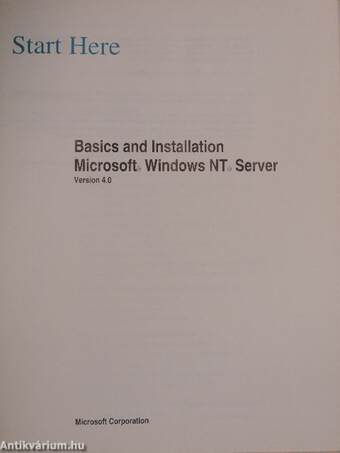 Basics and Installation Microsoft Windows NT Server