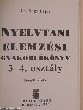 Nyelvtani elemzési gyakorlókönyv 3-4. osztály