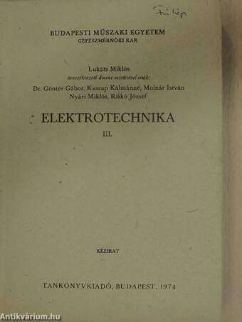 Elektrotechnika III. 