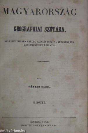 Magyarország geographiai szótára I-IV.