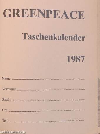 Greenpeace Taschenkalender 1987