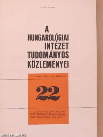 A Hungarológiai Intézet tudományos közleményei 1975. március