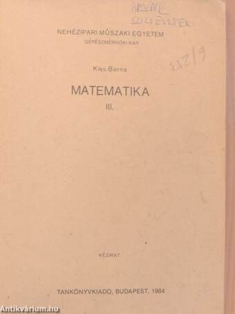 Matematika III.