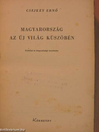 Magyarország az új világ küszöbén