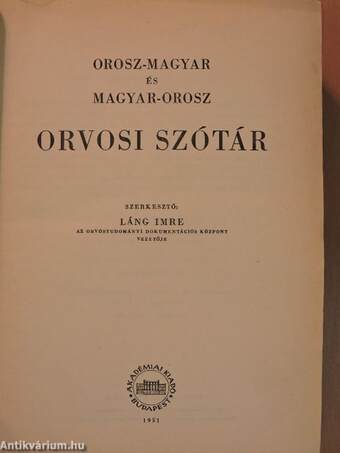 Orosz-magyar/magyar-orosz orvosi szótár