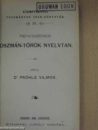 Rendszeres oszmán-török nyelvtan