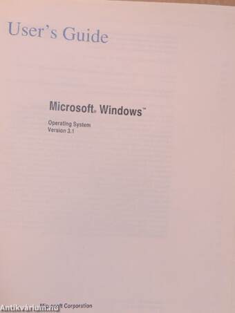 Microsoft Windows User's Guide Operating System Version 3.1