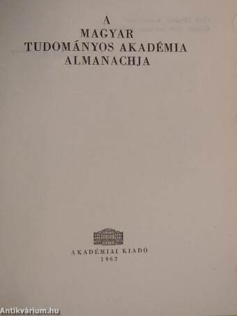 A Magyar Tudományos Akadémia Almanachja 1962.