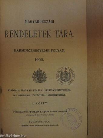 Magyarországi rendeletek tára 1900. I-II.