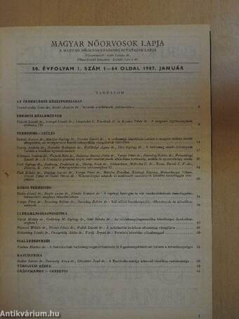 Magyar Nőorvosok Lapja 1987-1988. január-december
