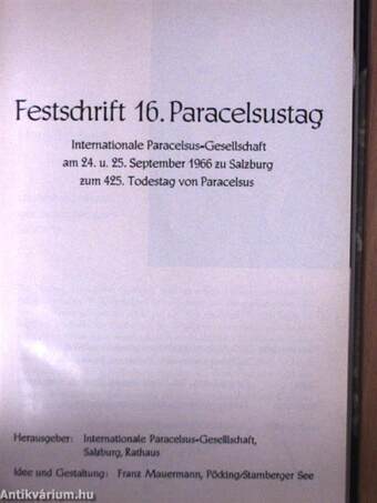 Festschrift 16. Paracelsustag