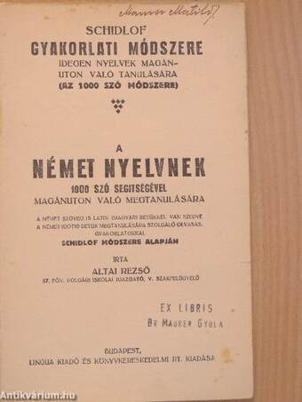 Schidlof gyakorlati módszere - Német 1-10. füzet