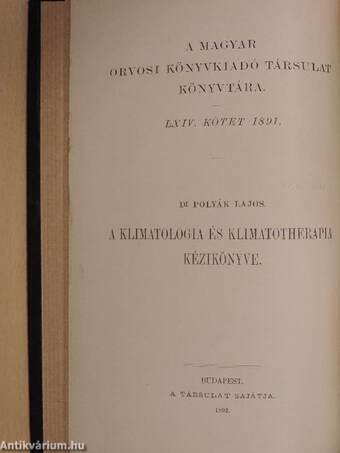 A klimatologia és klimatotherapia kézikönyve