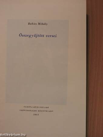 Babits Mihály összegyűjtött versei