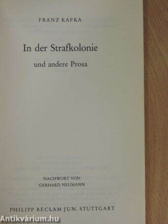 In der Strafkolonie und andere Prosa