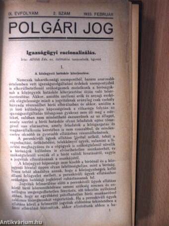 Polgári Jog 1933. (nem teljes évfolyam)/Közgazdaság és Pénzügy 1933. (nem teljes évfolyam)