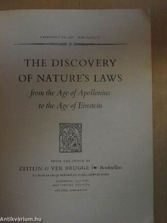 The Discovery of Nature's Laws from the Age of Apollonius to the Age of Einstein