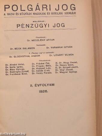 Polgári Jog 1926. január-december/Pénzügyi Jog 1926. január-december