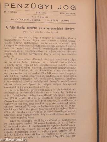 Polgári Jog 1926. január-december/Pénzügyi Jog 1926. január-december