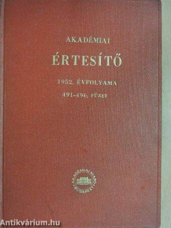 Akadémiai Értesítő 1952. január-december