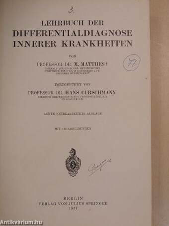 Lehrbuch der Differentialdiagnose innerer Krankheiten