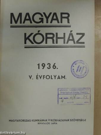 Magyar Kórház 1936. január-december