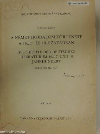 A német irodalom története a 16., 17. és 18. században