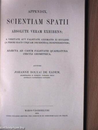 Scientia spatii absolute vera/Appendix, scientiam spatii absolute veram exhibens; a veritate aut falsitate axiomatis XI euclidei (a priori haud unquam decidenda) independentem; adjecta ad casum falsitatis quadratura circuli geometrica