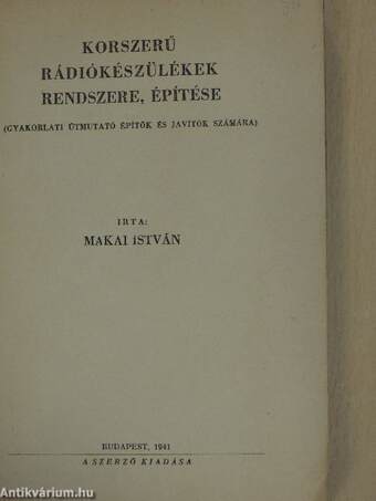 Korszerű rádiókészülékek rendszere, építése