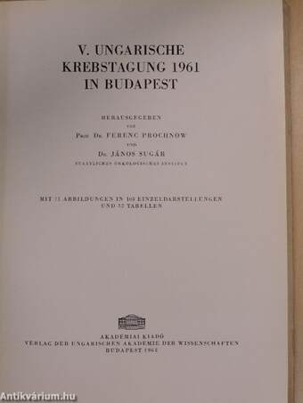 V. Ungarische Krebstagung 1961 in Budapest