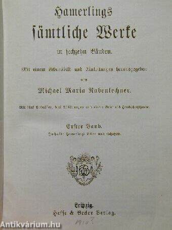 Hamerlings Sämtliche Werke in sechzehn Bänden 1-5. (gótbetűs) (töredék)