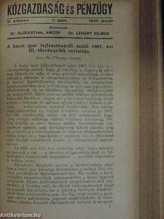 Polgári Jog 1930. január-december/Közgazdaság és Pénzügy 1930. január-december
