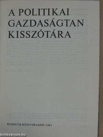 A politikai gazdaságtan kisszótára