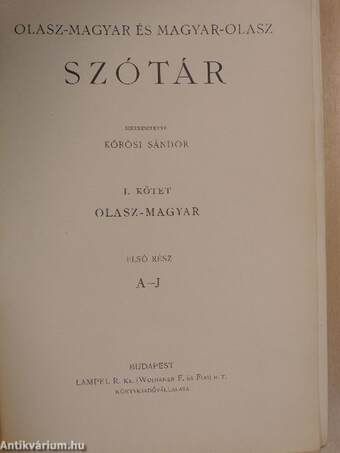 Olasz-magyar és magyar-olasz szótár I-II.