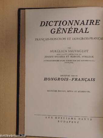 Francia-magyar és magyar-francia nagy kéziszótár II.