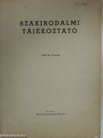 Szakirodalmi tájékoztató 1969/5.