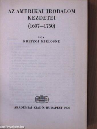 Az amerikai irodalom kezdetei (1607-1750)