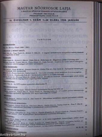 Magyar Nőorvosok Lapja 1987-1988. január-december